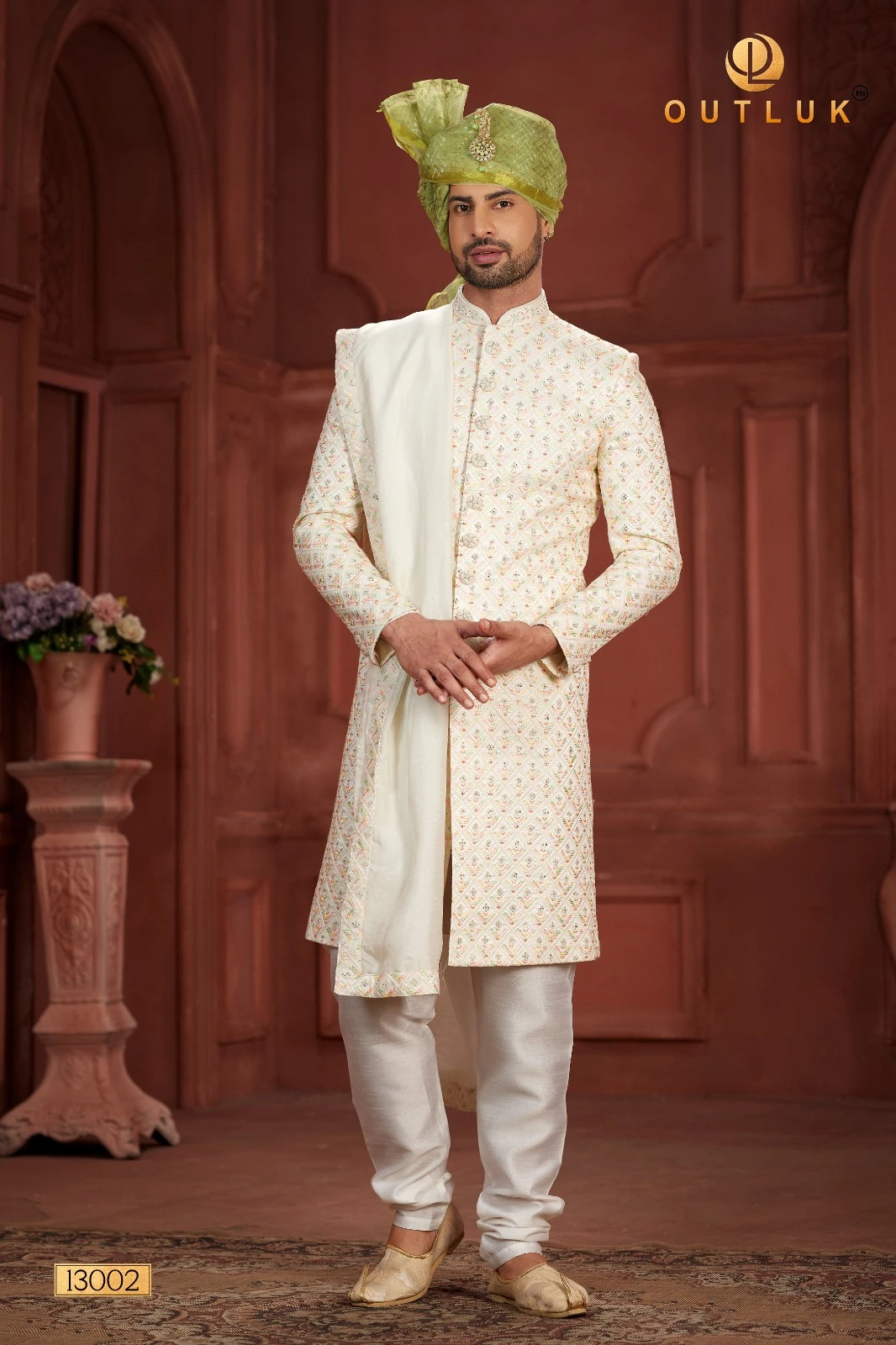 Outluk Wedding Sherwani Vol 13 Pure Silk Wholesale Handwork Sherwani Collection Catalog — Singles, MPA wholesale from Surat - Gallery Image 15